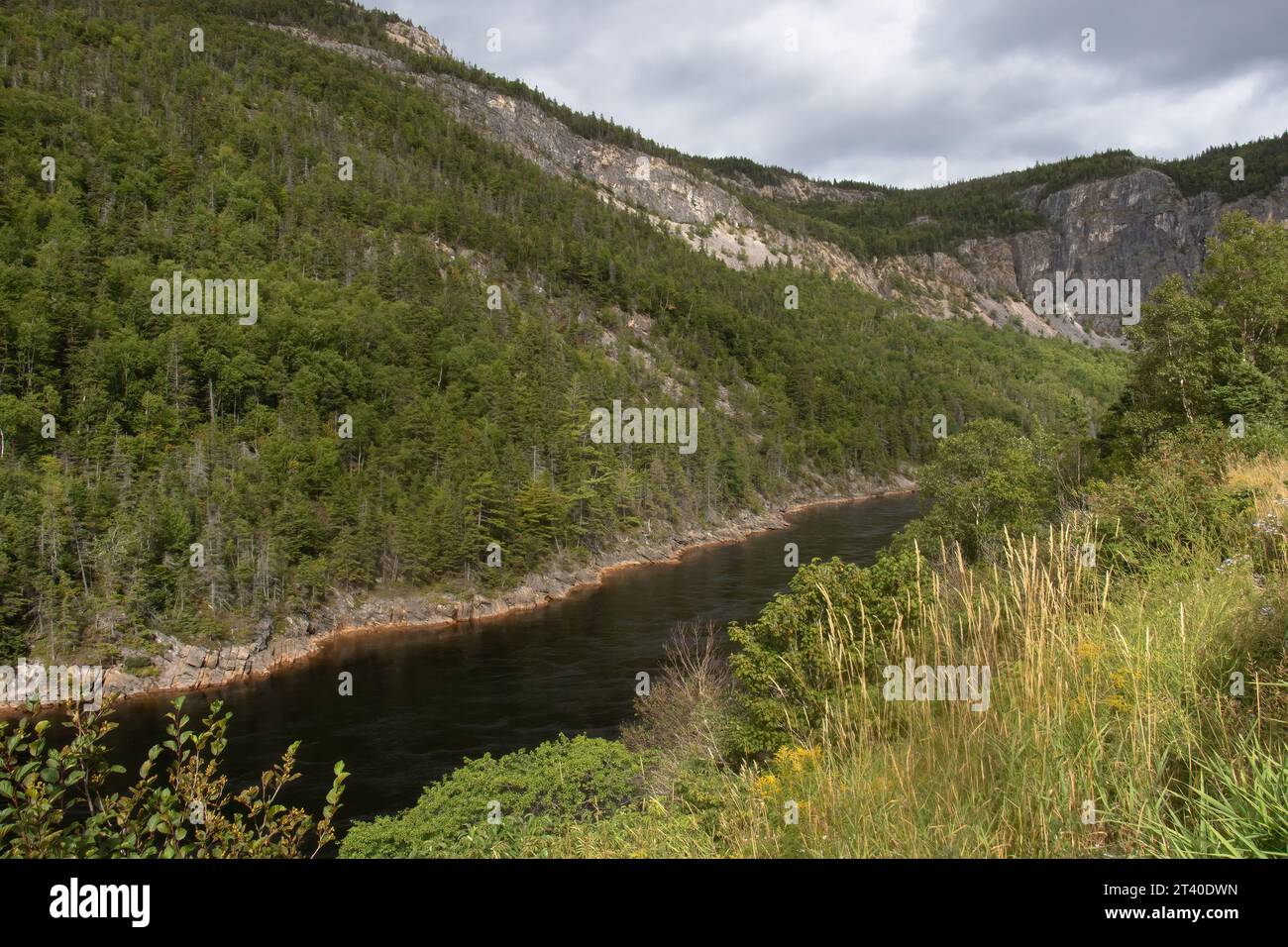 Stormy skies over Humber Arm waterway and mountains near Corner Brook