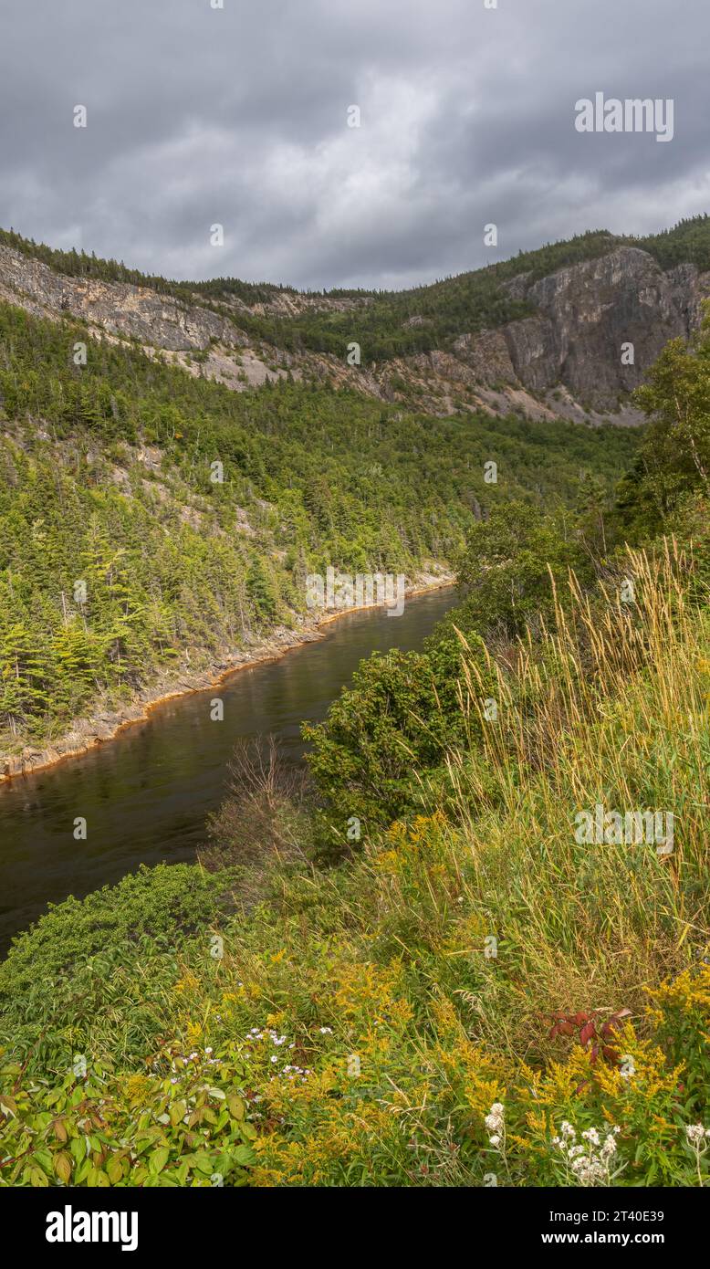 Stormy skies over Humber Arm waterway and mountains near Corner Brook