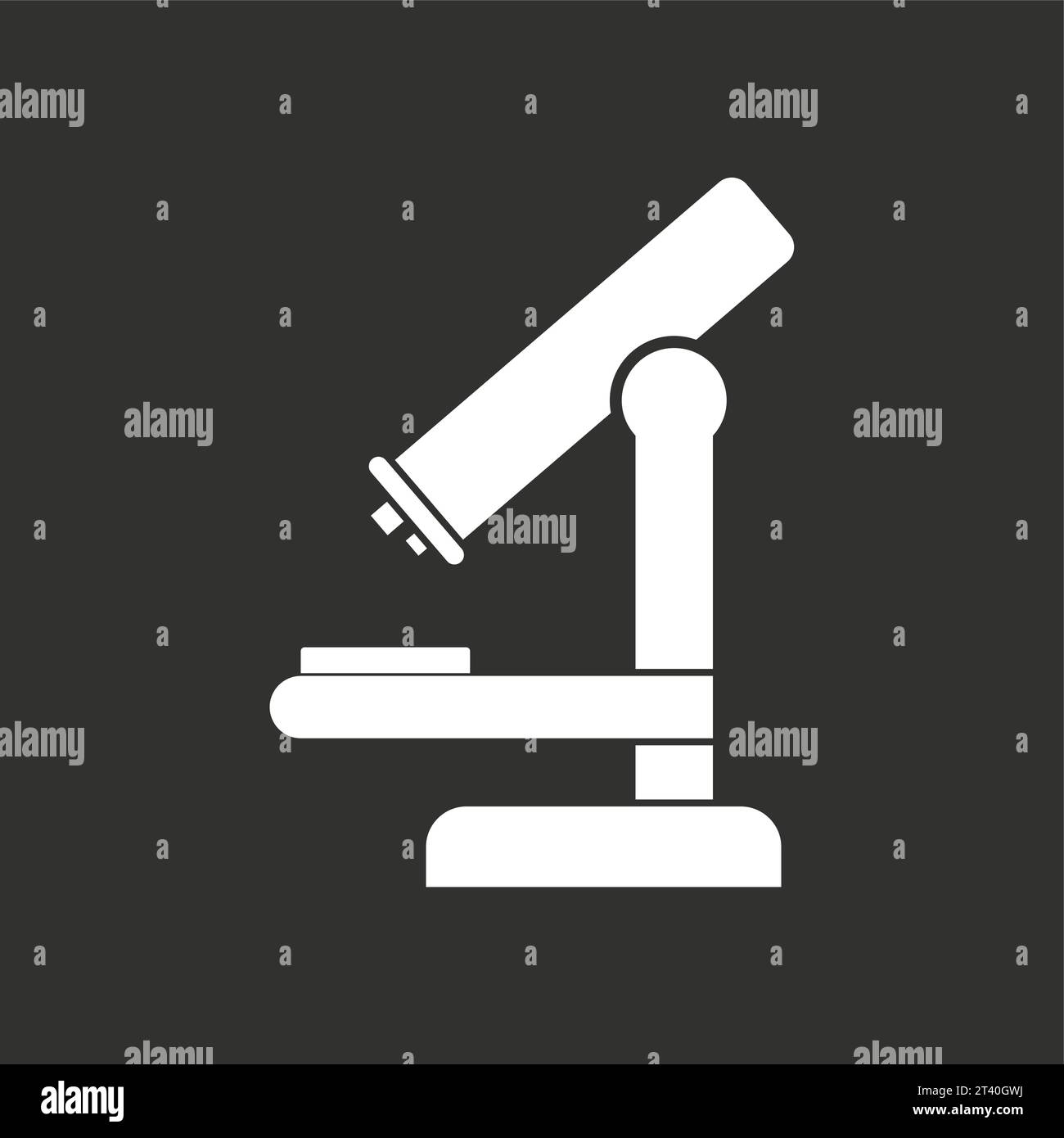 White icon on black background medical microscope Vector Image Stock ...