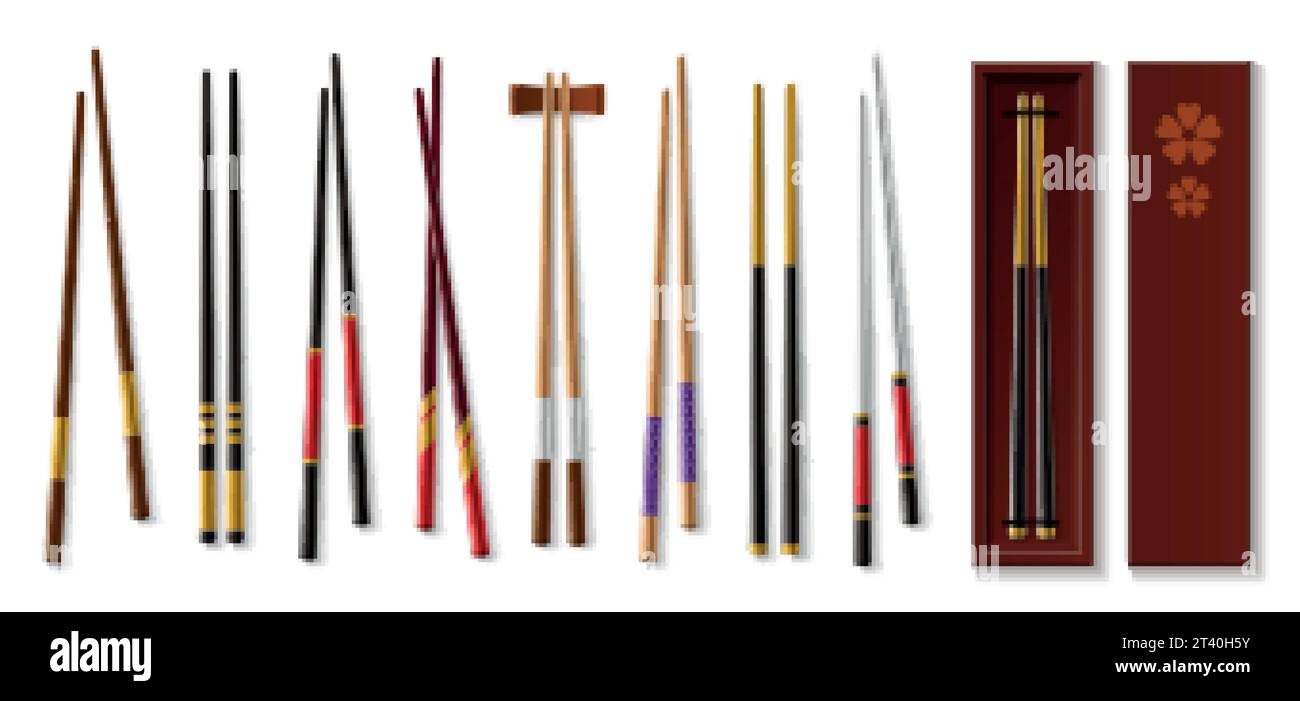Realistic chopsticks. Asian tableware. Traditional Japanese or Chinese
