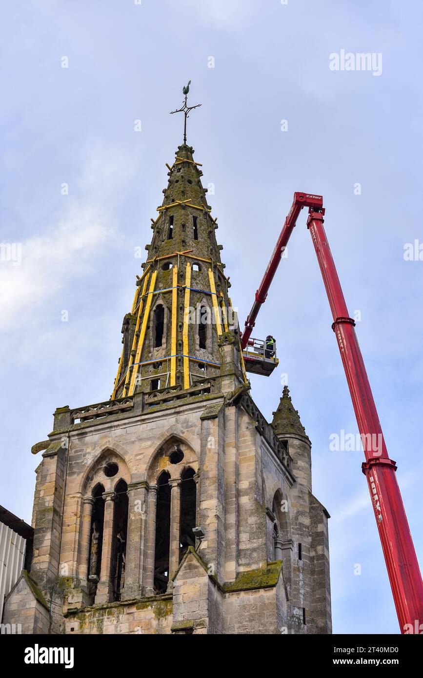 Restoration work begins on the collegiate church of Saint Thomas of Canterbury, after a partial collapse of its vault in June 2019. Stock Photo
