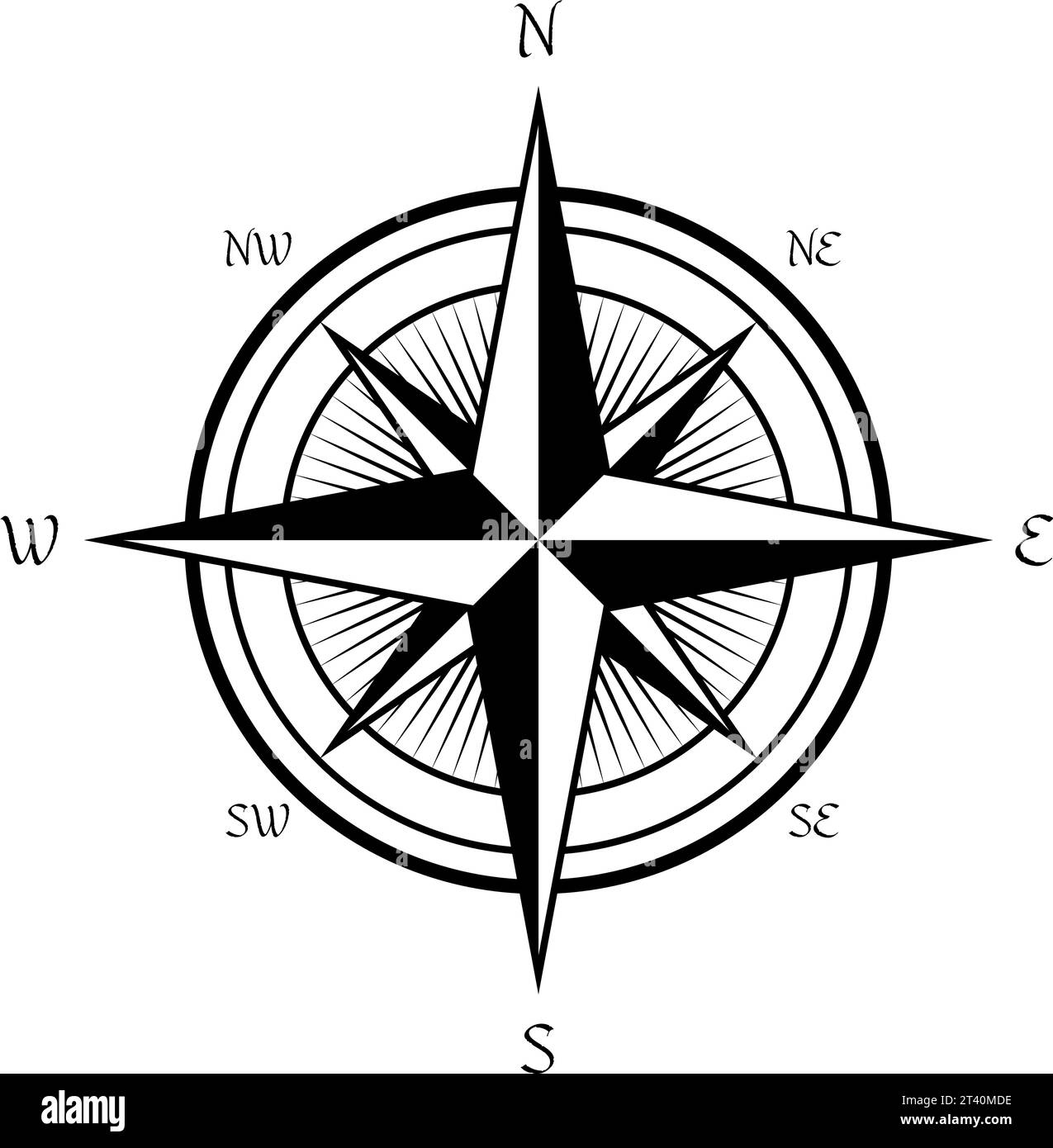 Navigation symbol. Retro naval compass. Map rose isolated on white