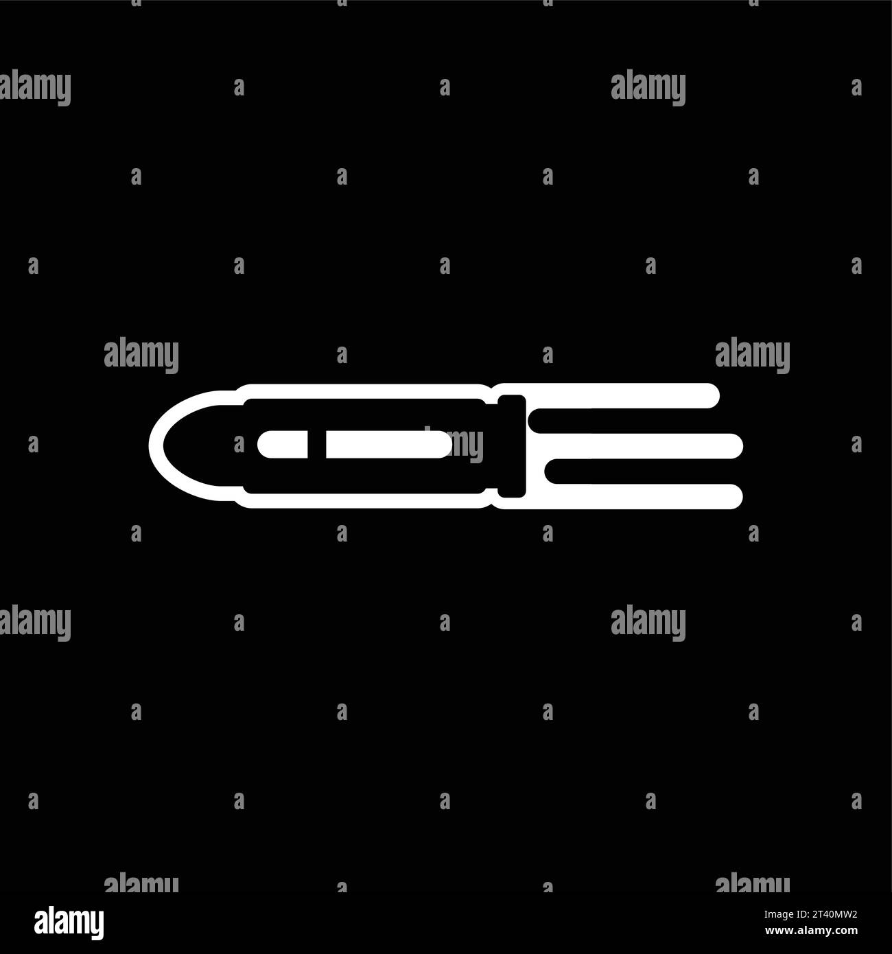 White icon on black background flying bullet Vector Image Stock Vector ...
