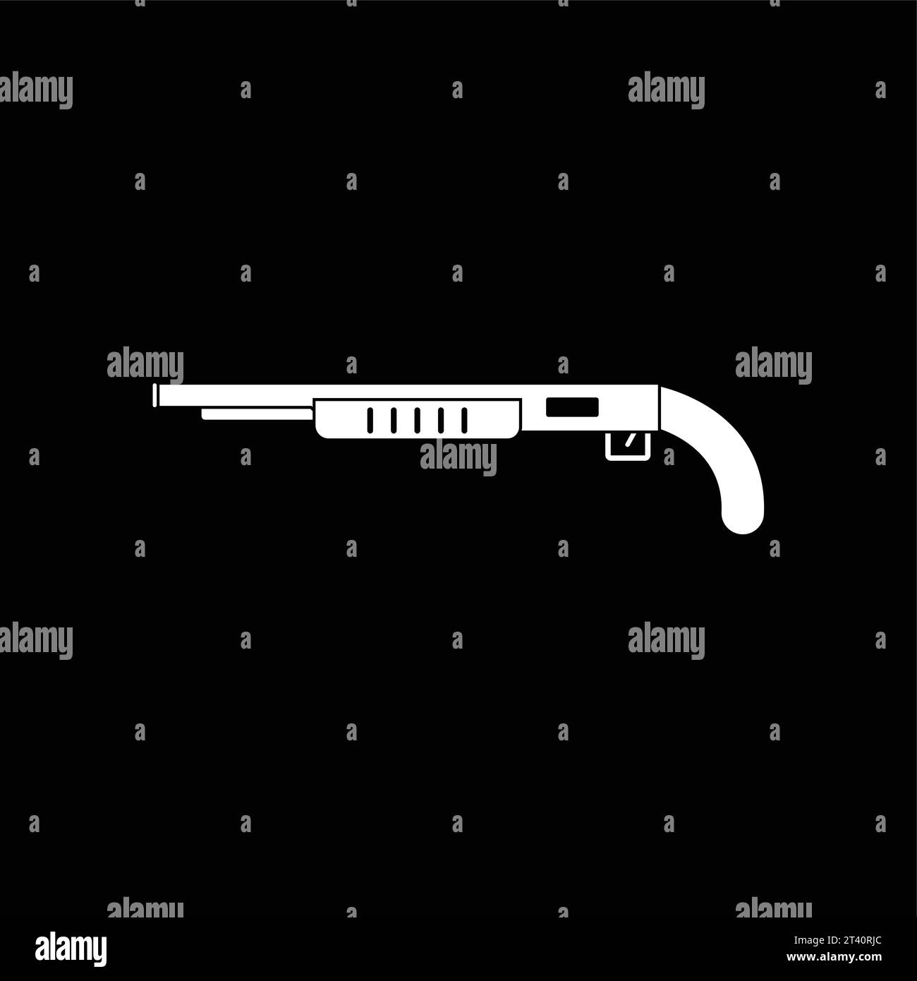 White icon on black background military shotgun Vector Image Stock ...