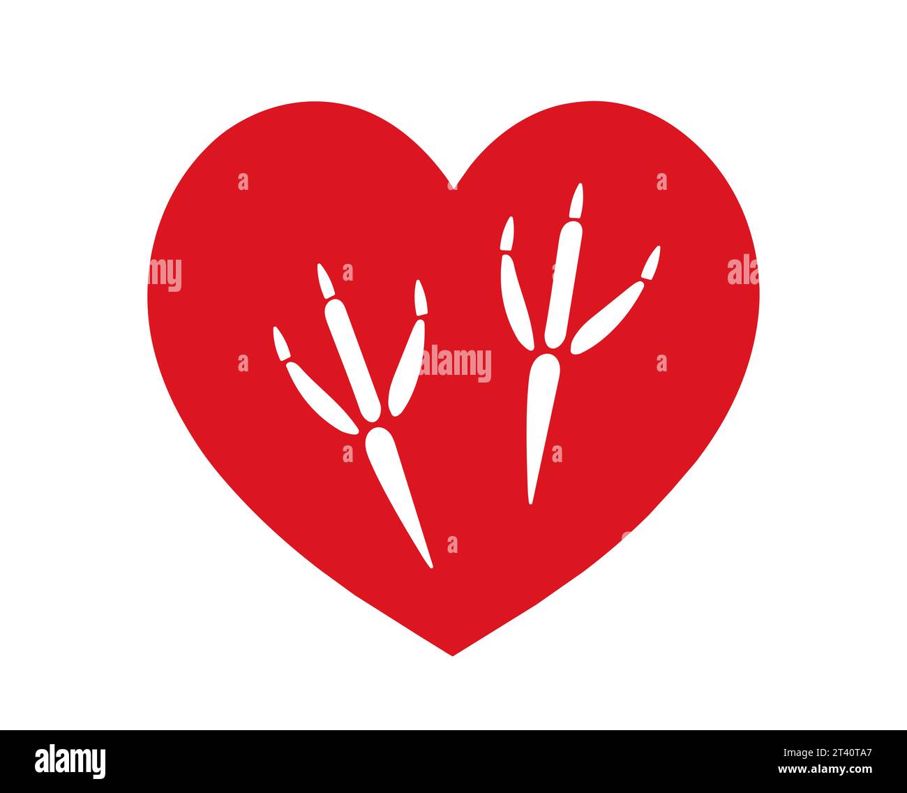 Bird paw footprint in red heart. Vector. I Like Birds. Animals, Pets
