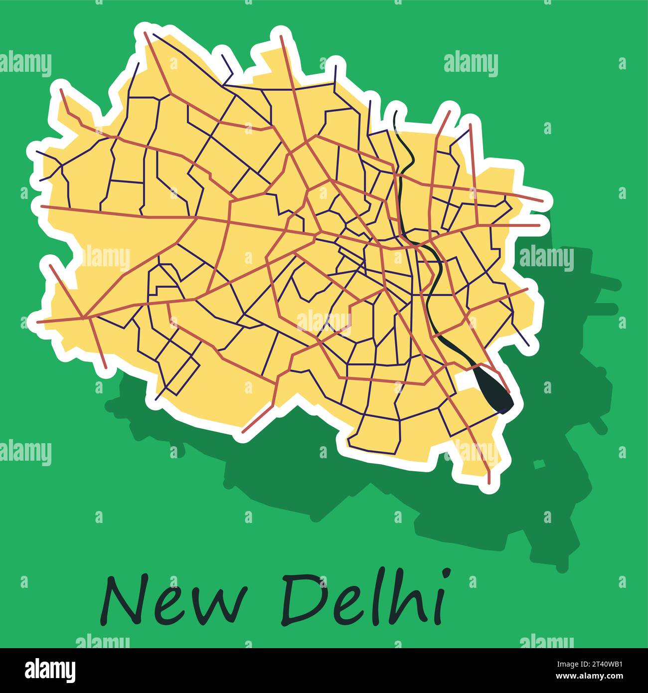 New delhi map sticker style design Royalty Free Vector Image Stock ...