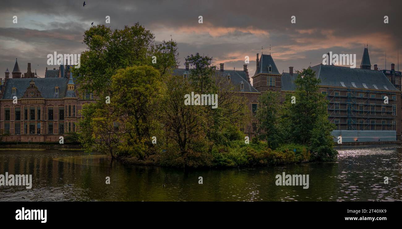 Binnenhof Palace in The Hague beside the Hohvijfer canal. Netherlands