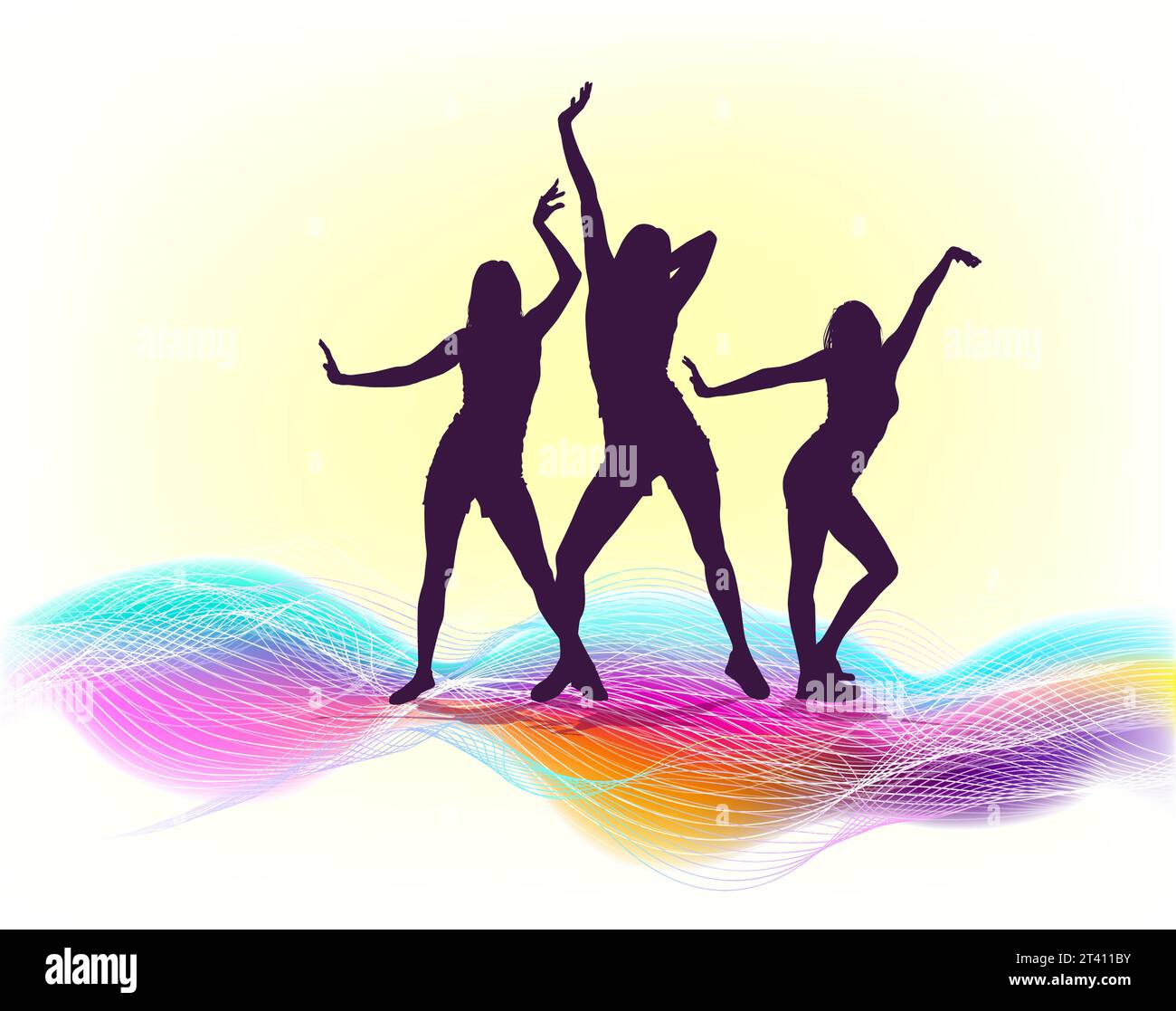Silhouette of a dancing girls abstract. hand drawing. Not AI