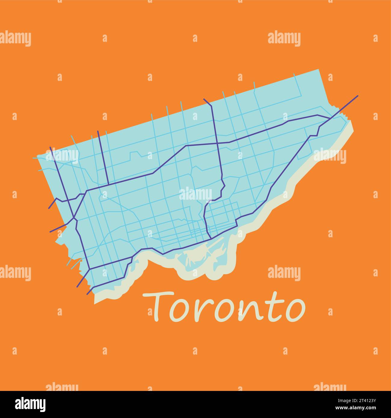 Flat color map of toronto canada city plan Vector Image Stock Vector Image & Art Alamy