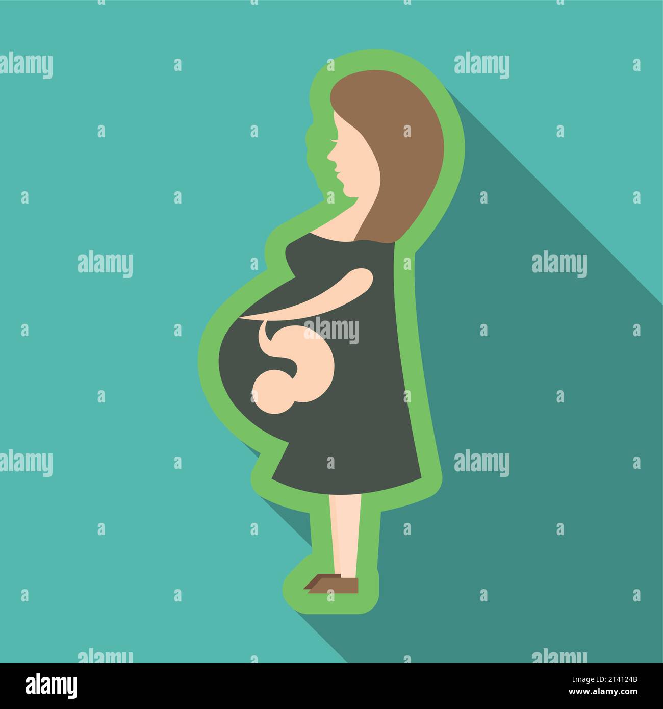 Pregnant woman feeling baby kick expecting Vector Image Stock Vector