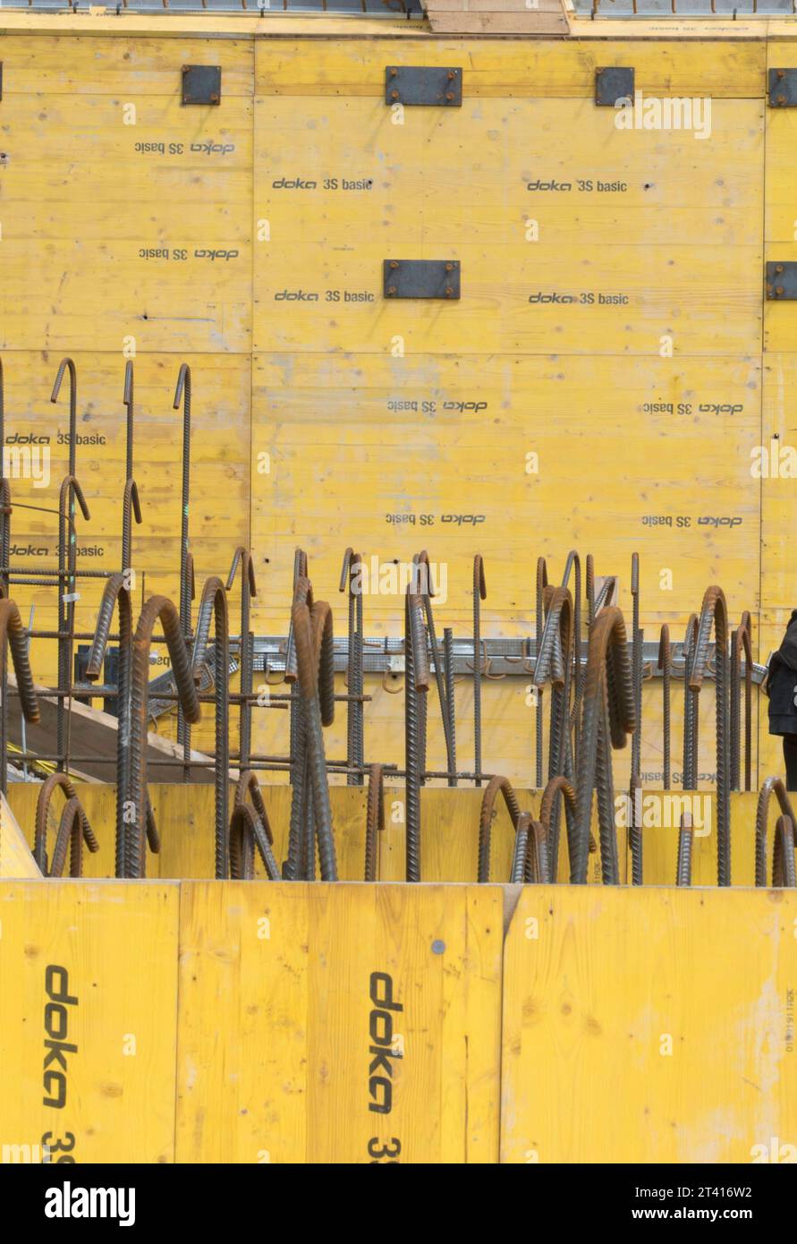 Doka Formwork On The Construction Side Yellow Colored Doka Formwork On