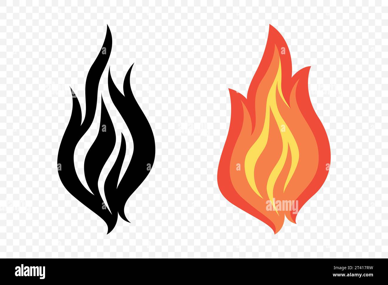 Flat Vector Fire Flame Icon Set. Campfire Shape Sign, Isolated. Bonfire ...