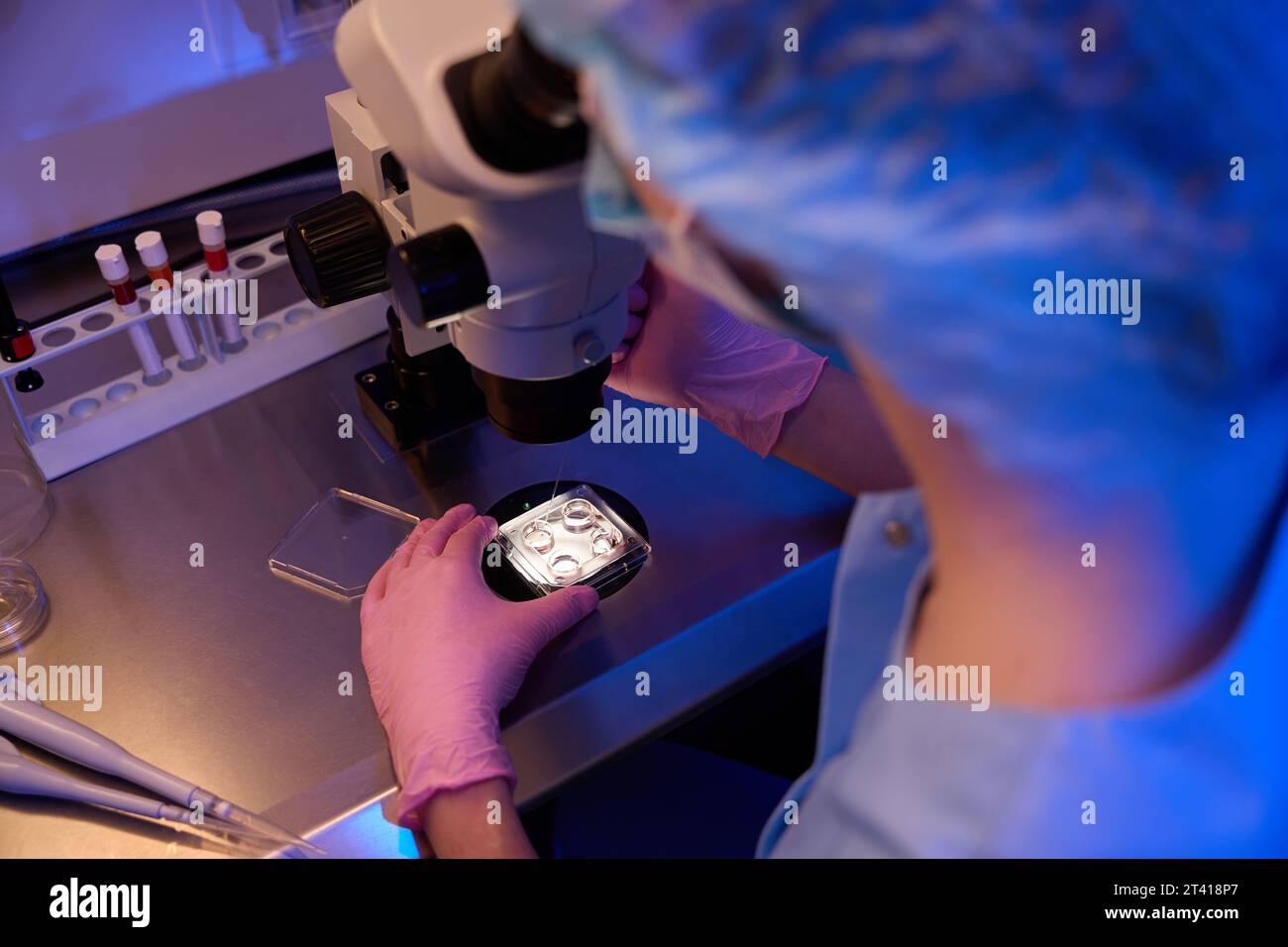 Lab researcher is performing micropipette cell aspiration for storage Stock Photo Alamy