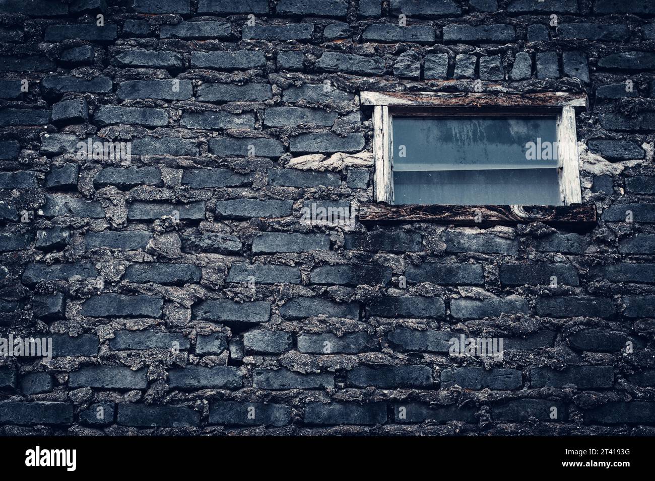 Old Stone Brick Wall with old windows Stock Photo - Alamy