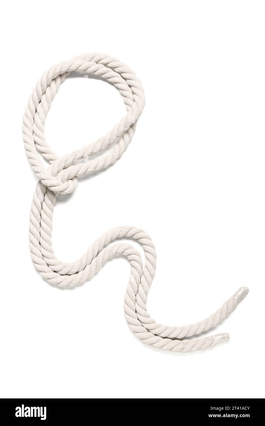 Rope with loop on white background Stock Photo - Alamy
