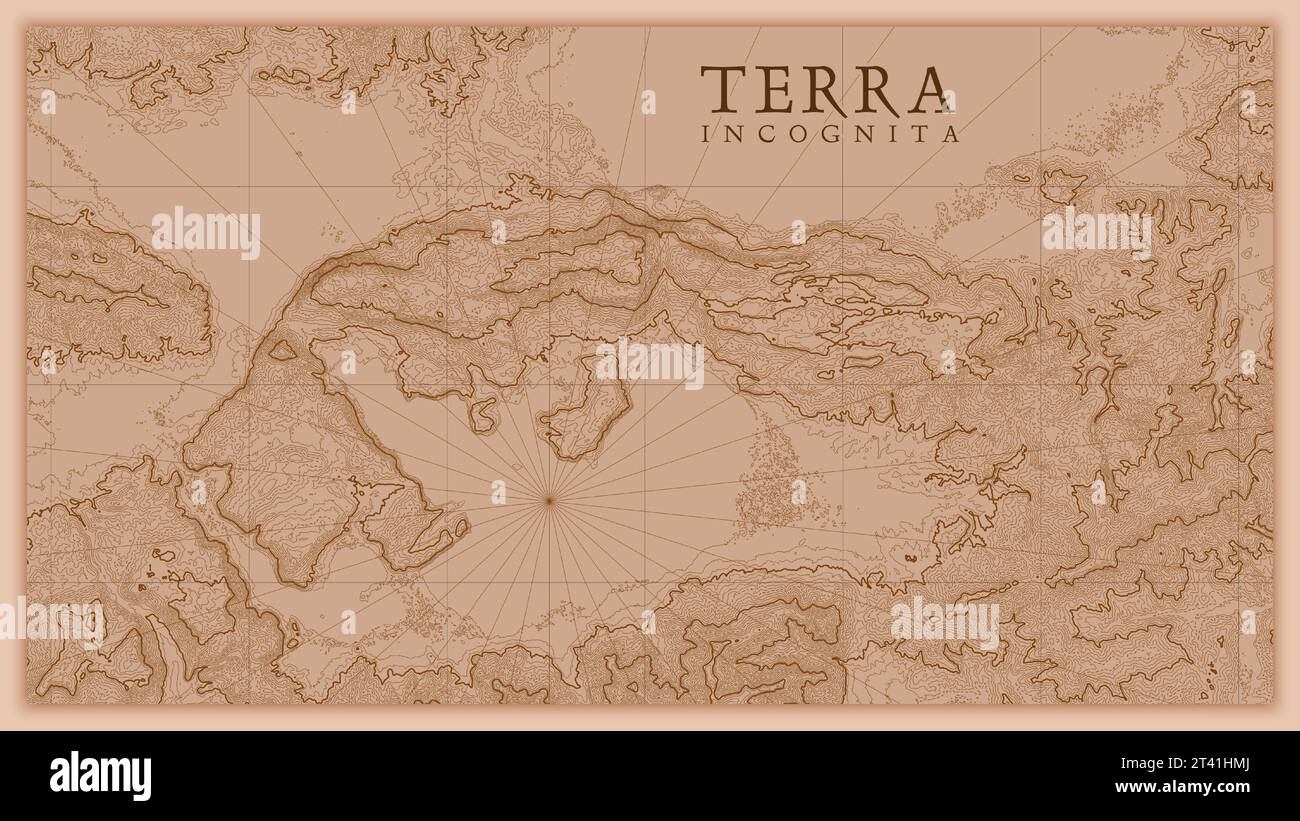 Ancient abstract earth relief old map. Generated conceptual vector