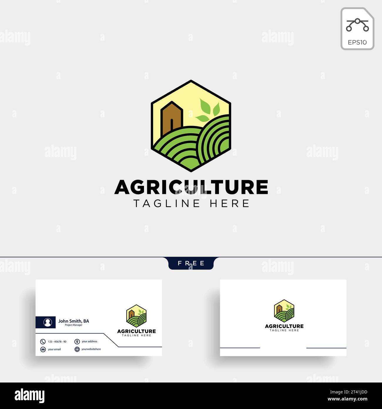 Agriculture eco green line art logo template icon Vector Image Stock ...