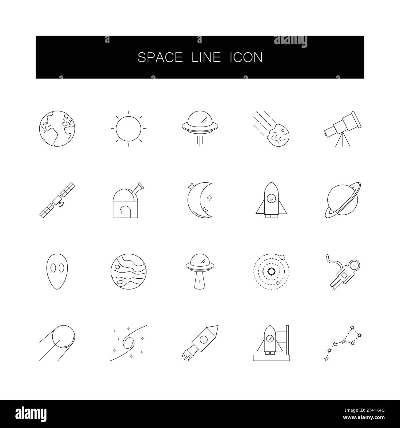 Line icons set space pack Royalty Free Vector Image Stock Vector Image ...