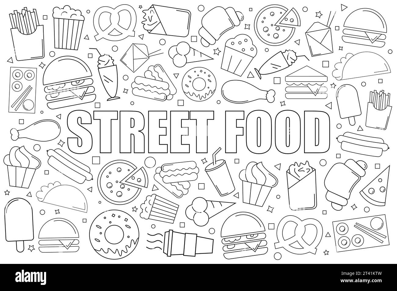 Street food background from line icon Royalty Free Vector Stock Vector
