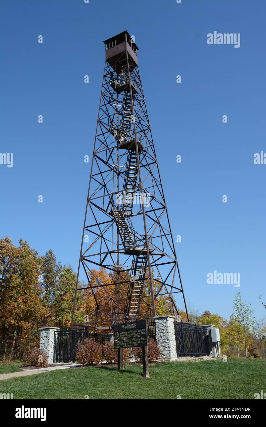 Fire tower at the Ouabache State Park in Bluffton, Indiana. The 100