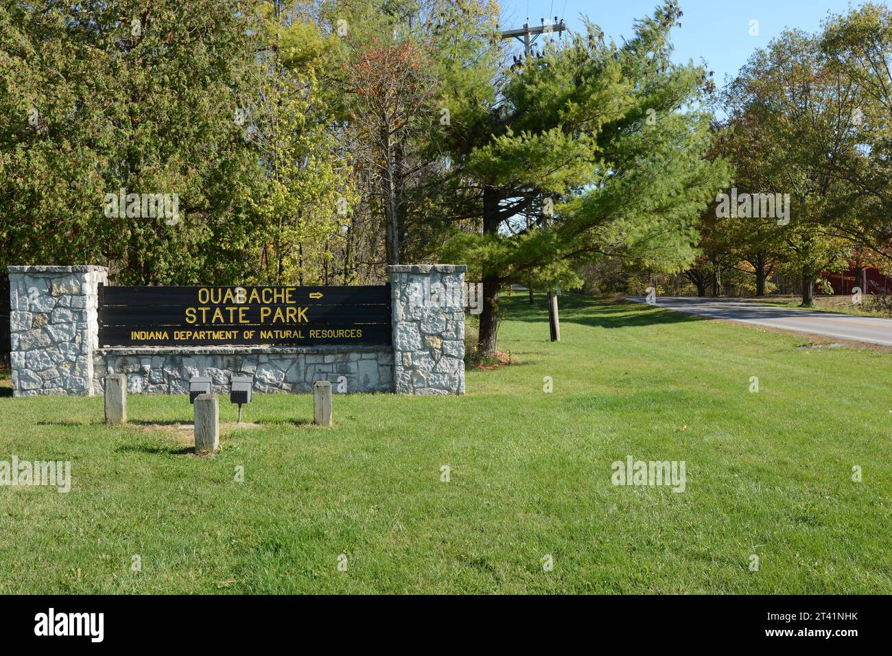 Entrance to the Ouabache State Park in Bluffton, Indiana. The park is a