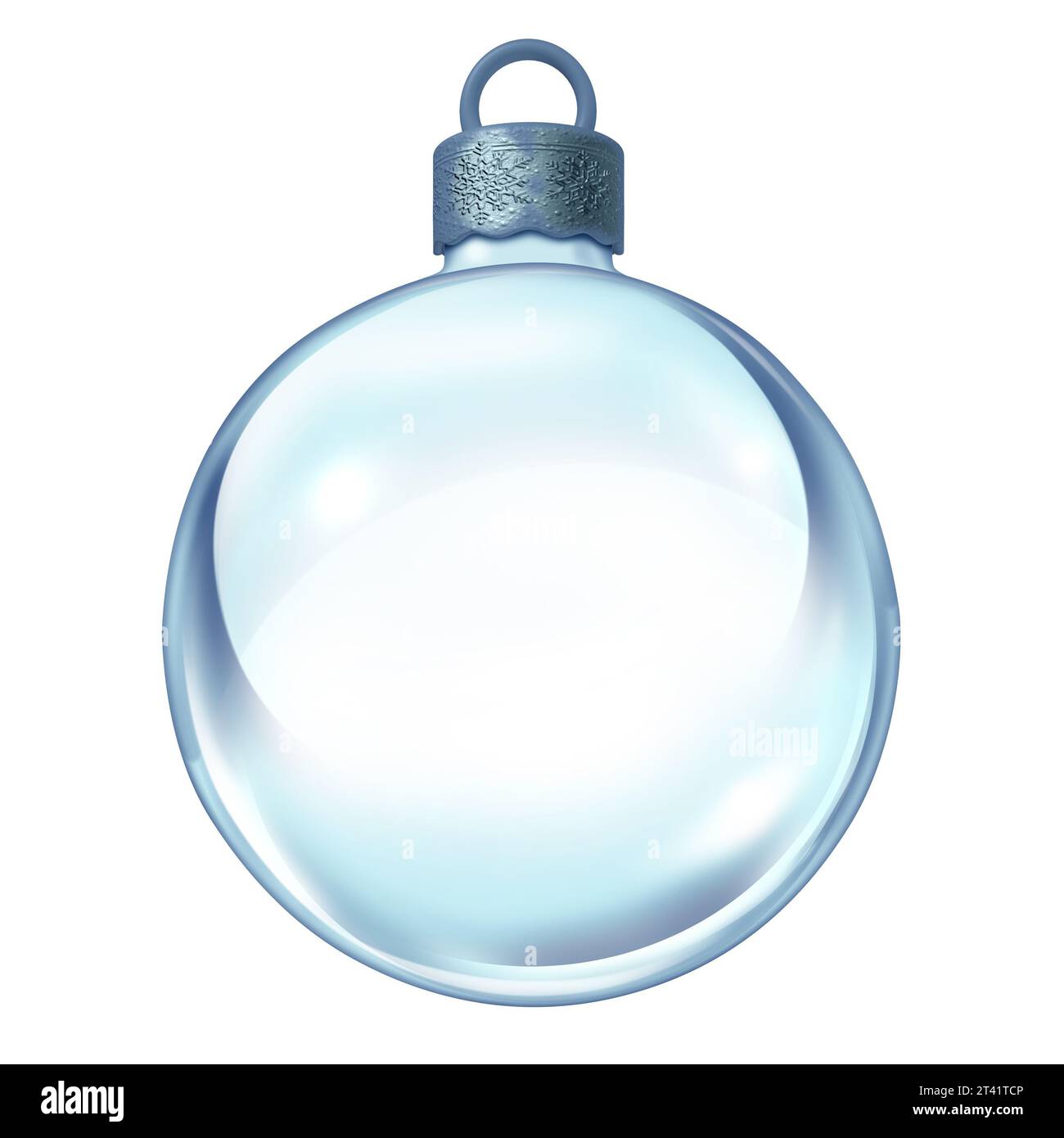 Glass Christmas Ball ornament as a crystal winter holiday sphere decoration as a Happy New Year seasonal ornamental design element isolated Stock Photo