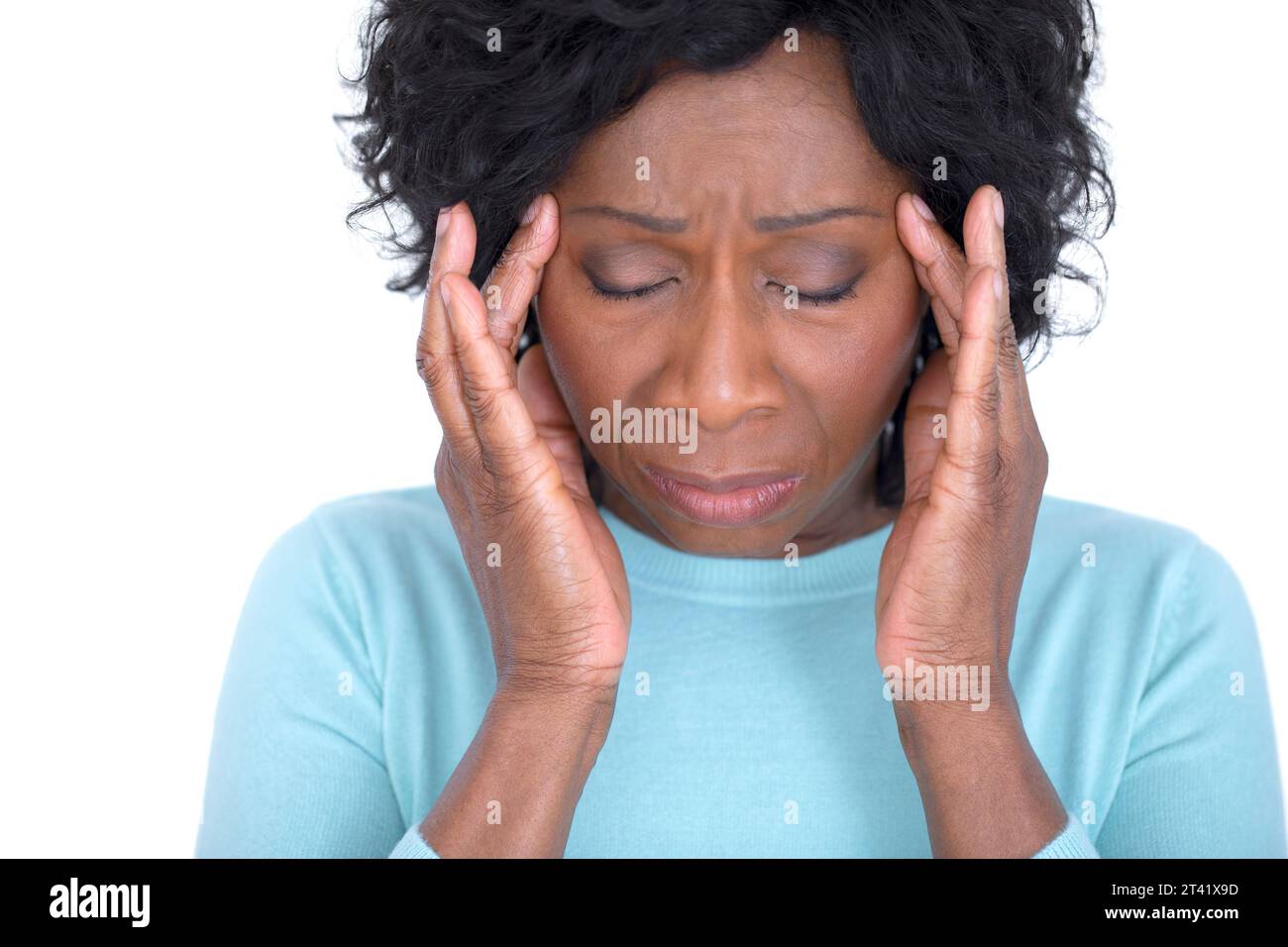 Woman with a headache Stock Photo