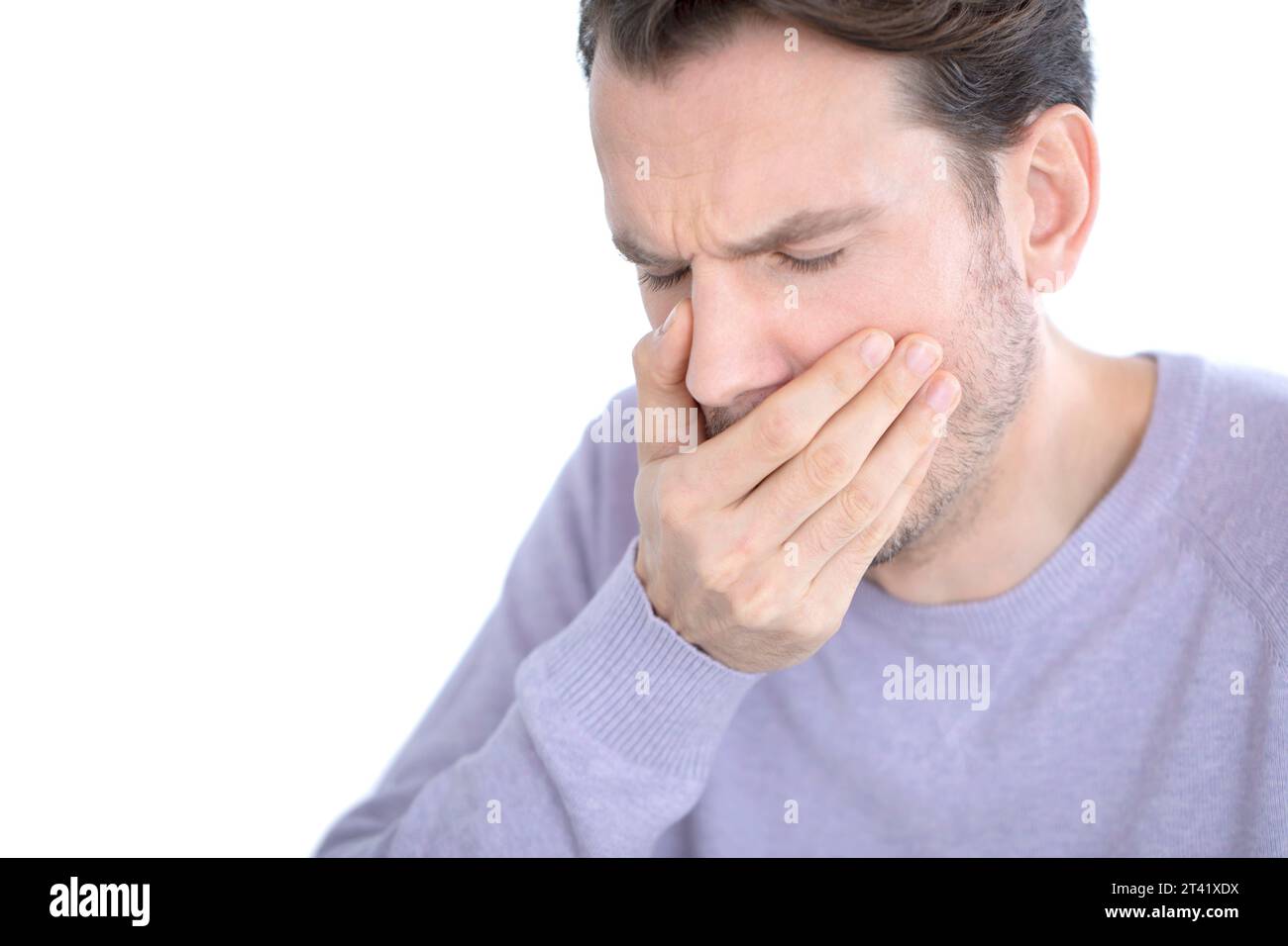 Man feeling nauseous Stock Photo