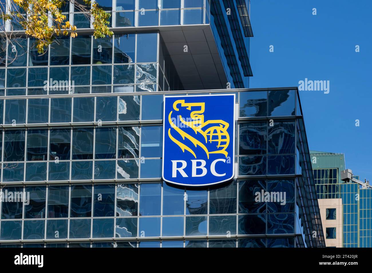 RBC (Royal Bank of Canada) logo on the building in Toronto, Ontario, Canada Stock Photo