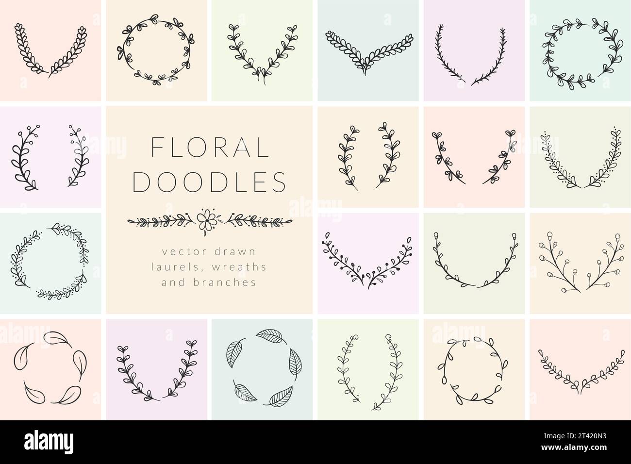Hand drawn doodle florals and plants Royalty Free Vector Stock Vector ...