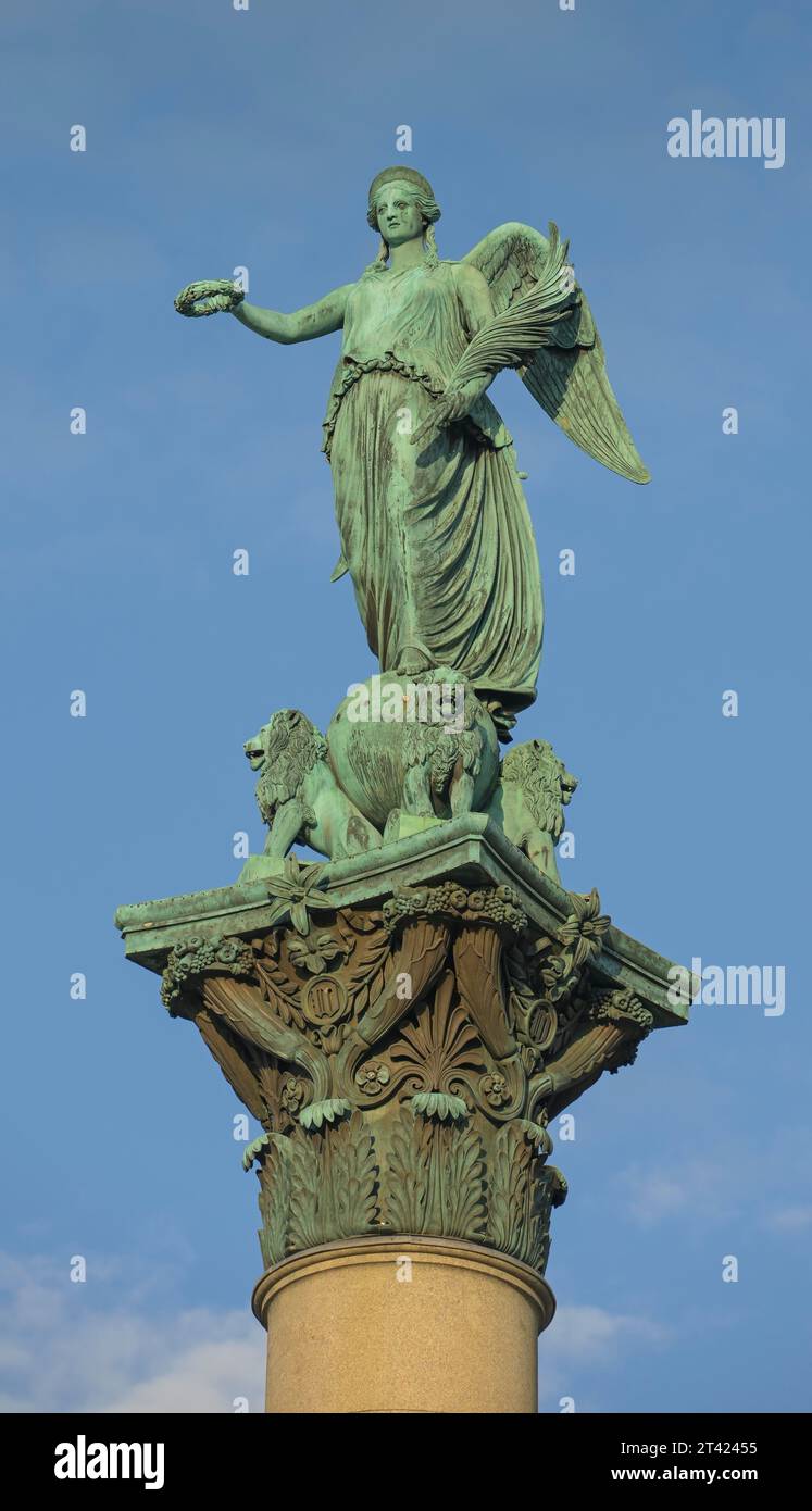 Goddess Concordia on the Jubilee Column, Schlossplatz, Stuttgart, Baden-Wuerttemberg, Germany Stock Photo