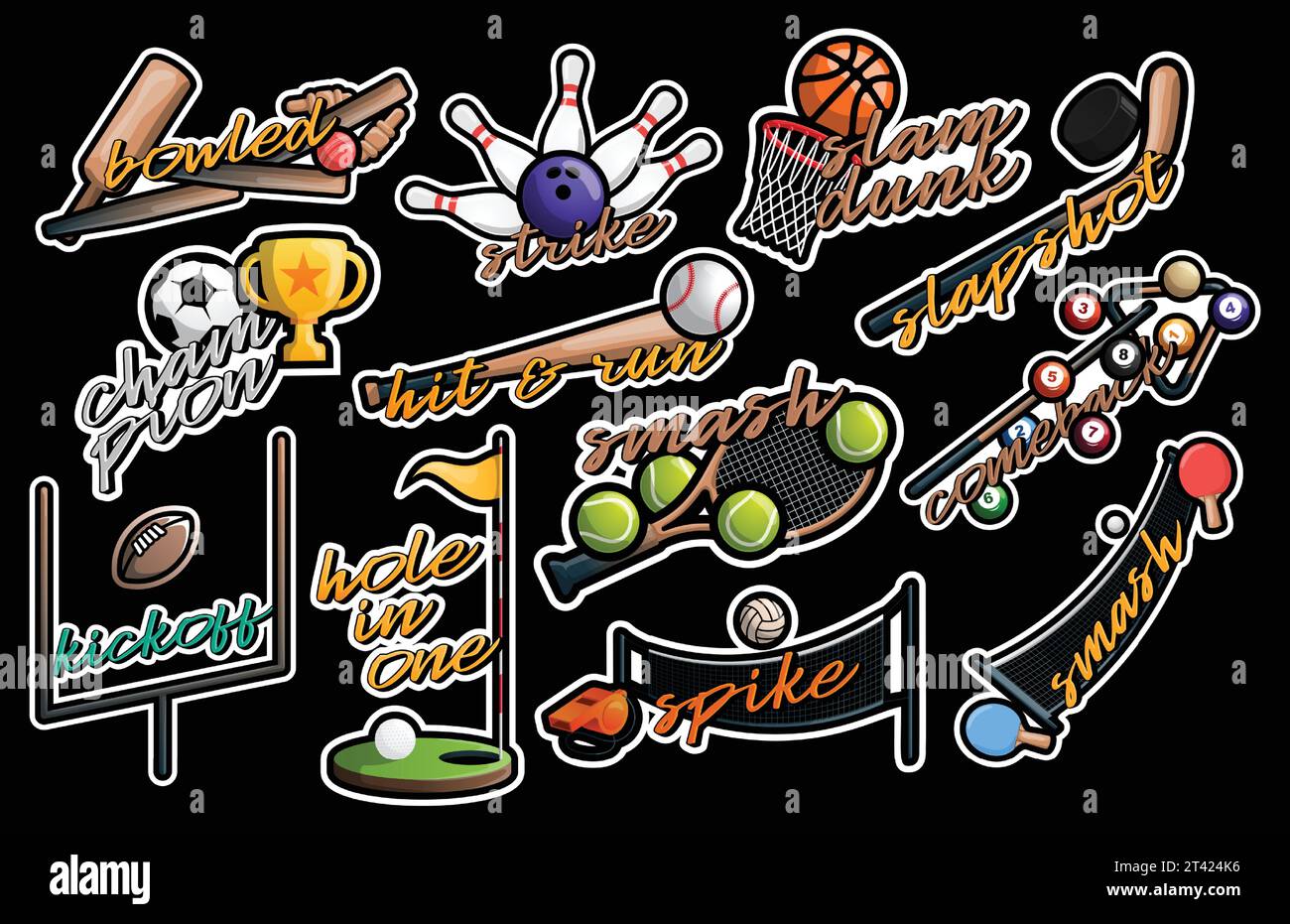 Sport sticker professional sporty typography Vector Image Stock Vector