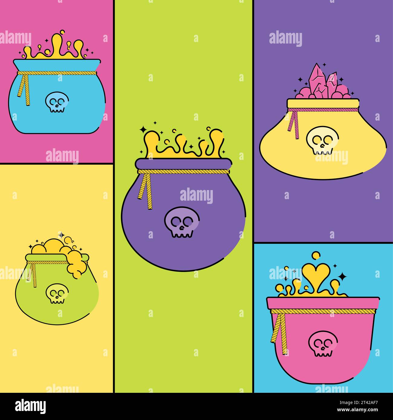 Set of halloween witch cauldron icons Vector Stock Vector Image & Art ...