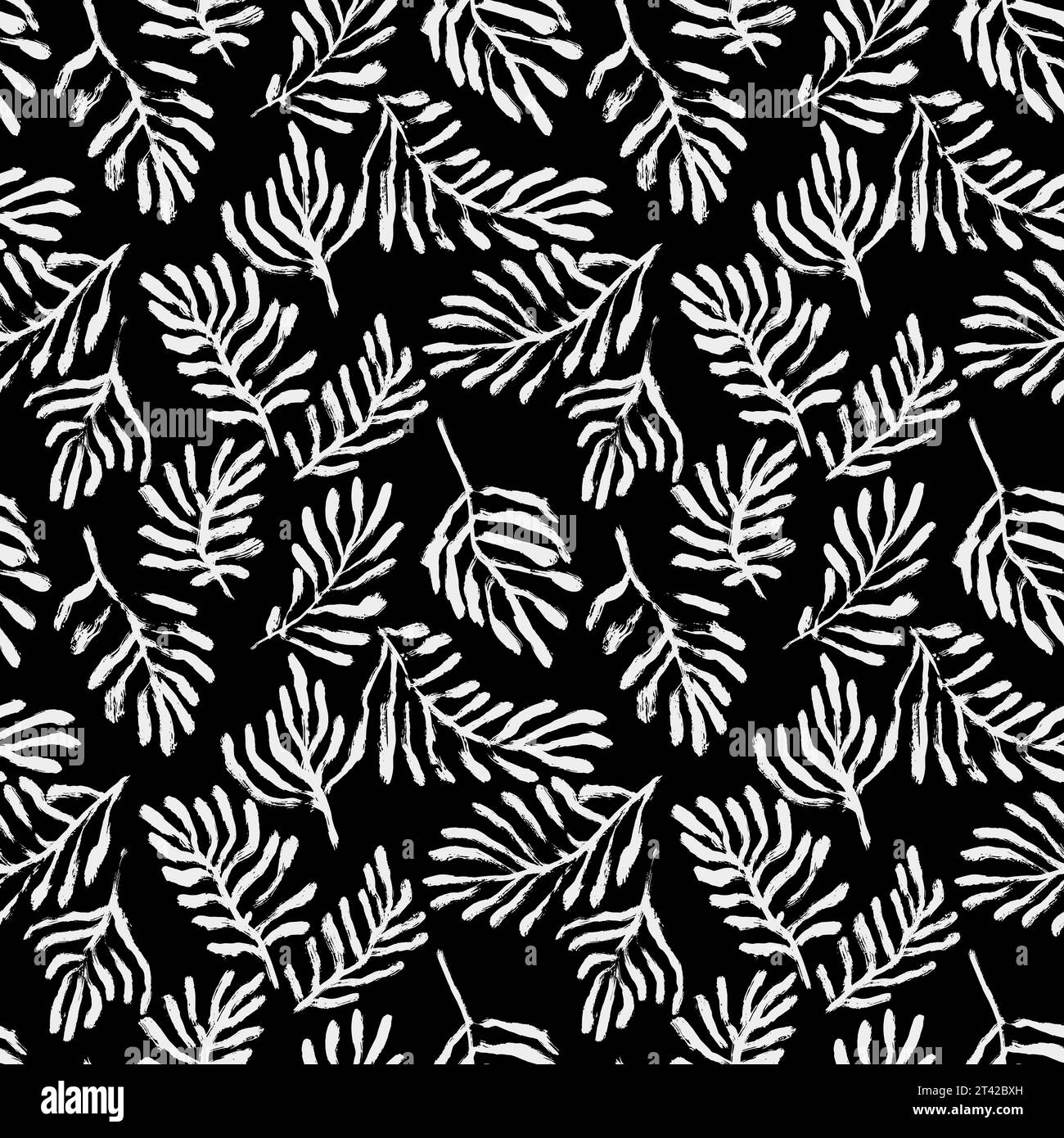 Dry Brush Tropic Leaves and Branches Seamless Pattern Stock Vector ...
