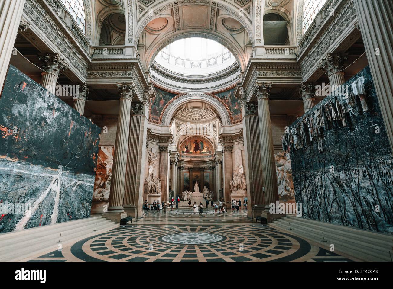 Inside the Pantheon building in Paris, France, a neoclassical style ...