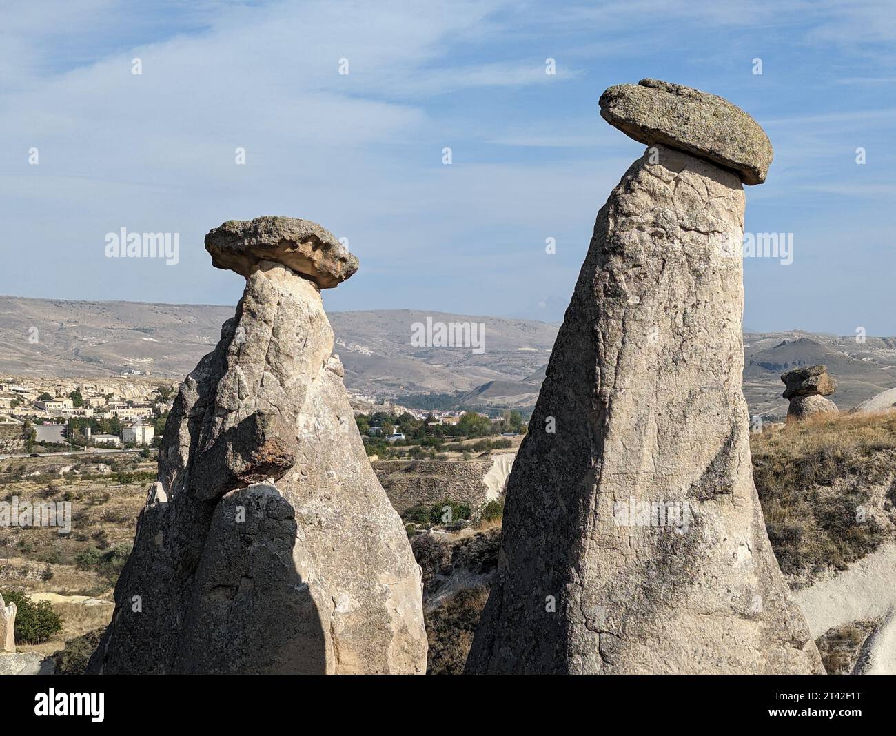 Picture of Majestic rocky outcroppings perched atop a cliff, with a lush green ...