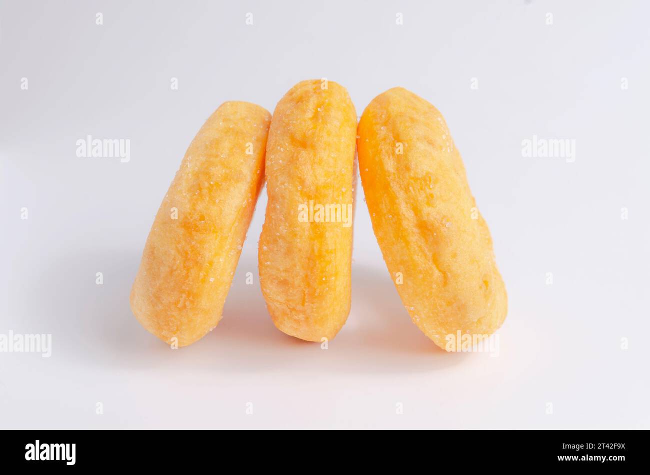 Donuts cake bakery sprinkled with sugar on white background Stock Photo