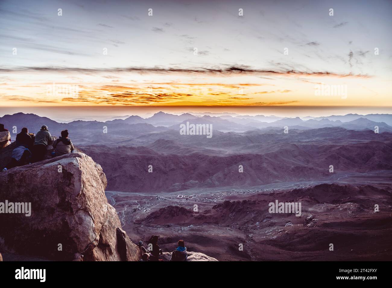 View From Mount Inari An aerial view of Sunrise on top of Mount Sinai in the south-central ...