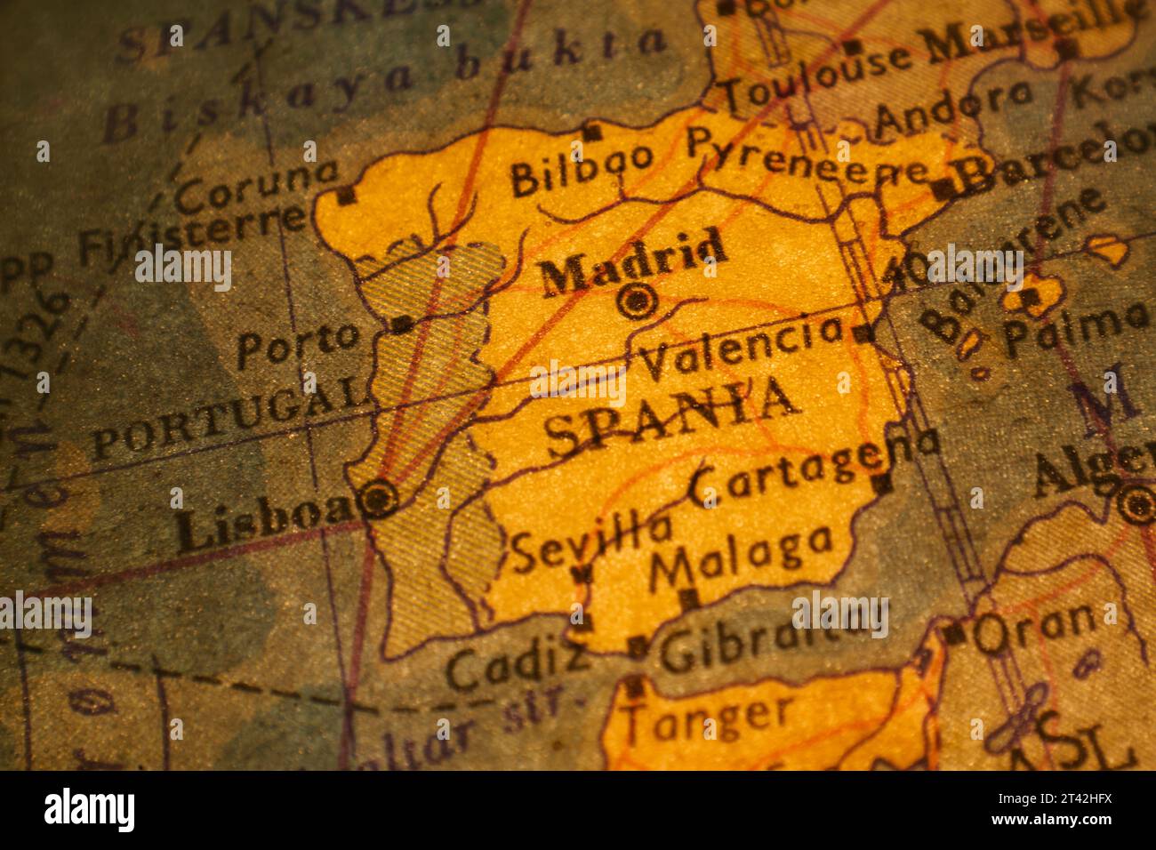 A detailed map of Spain with clearly defined borders Stock Photo