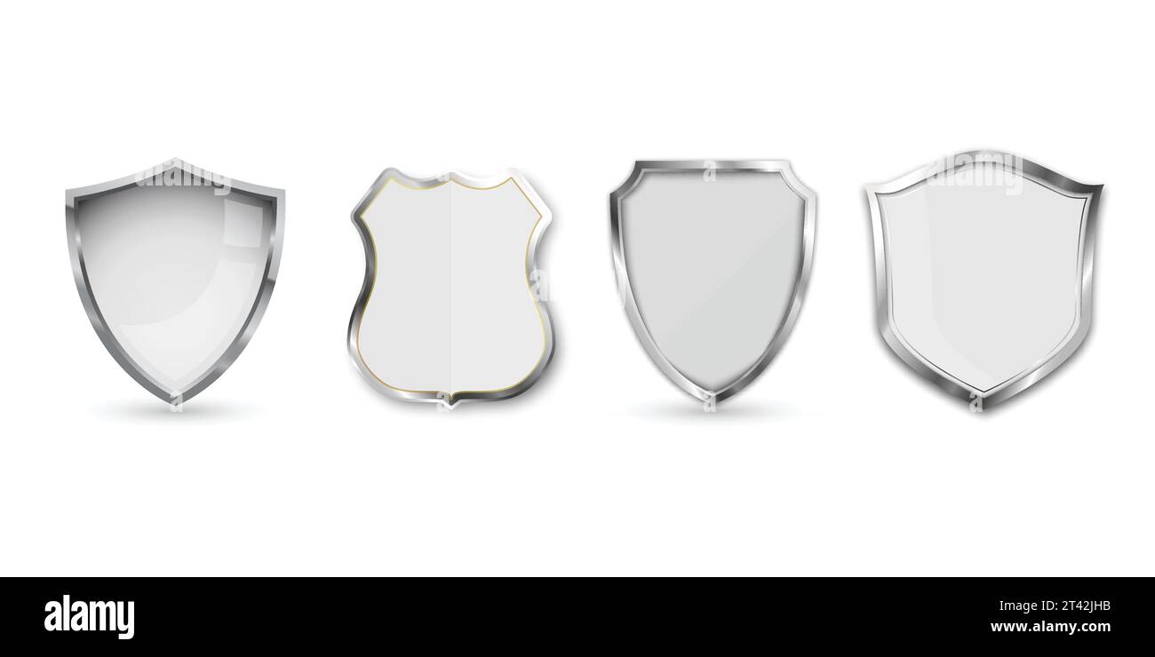 Set metal shield isolated on white background Vector Image Stock Vector ...