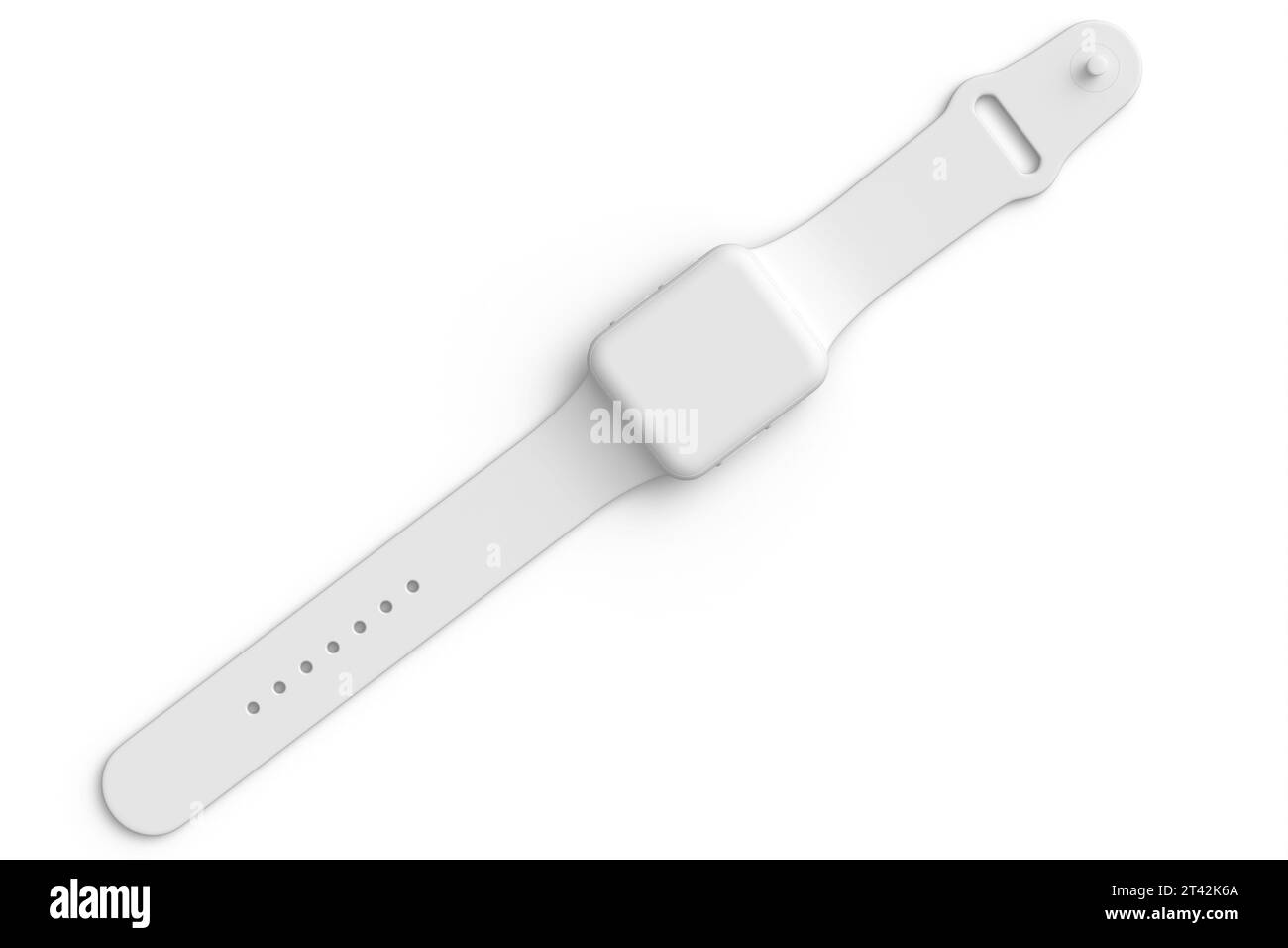 Smart watch with white strap isolated on white monochrome background ...