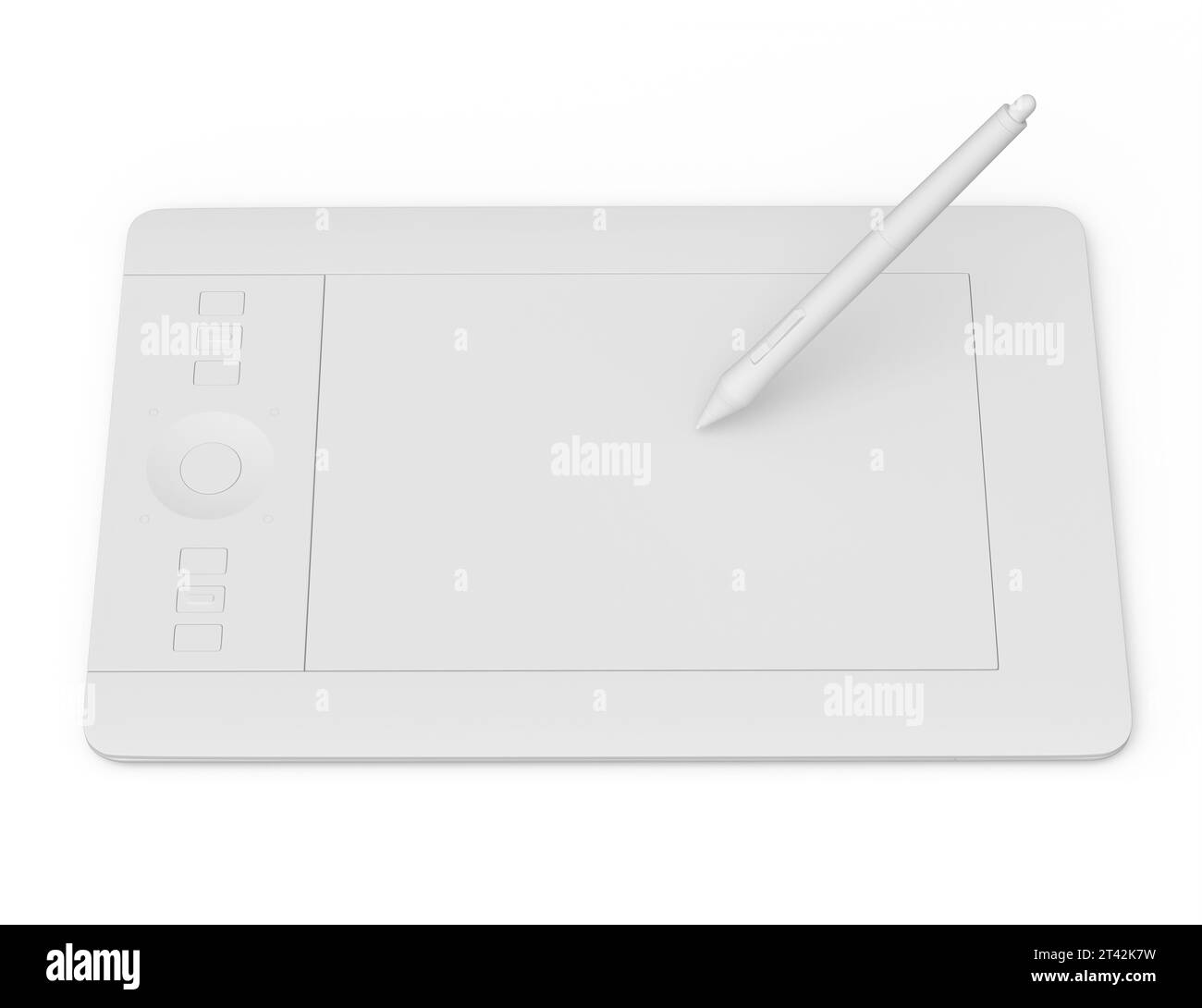 https://c8.alamy.com/comp/2T42K7W/top-view-of-graphic-tablet-and-pen-for-illustrators-designers-and-photographers-isolated-on-white-monochrome-background-3d-render-2T42K7W.jpg