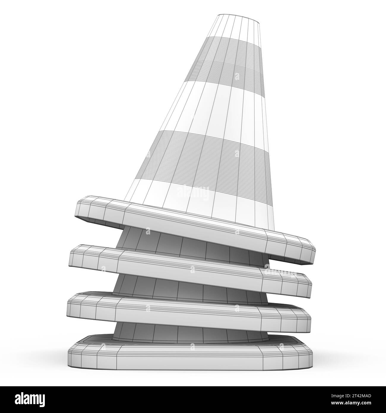 Set of traffic cones for under construction road work isolated on white ...