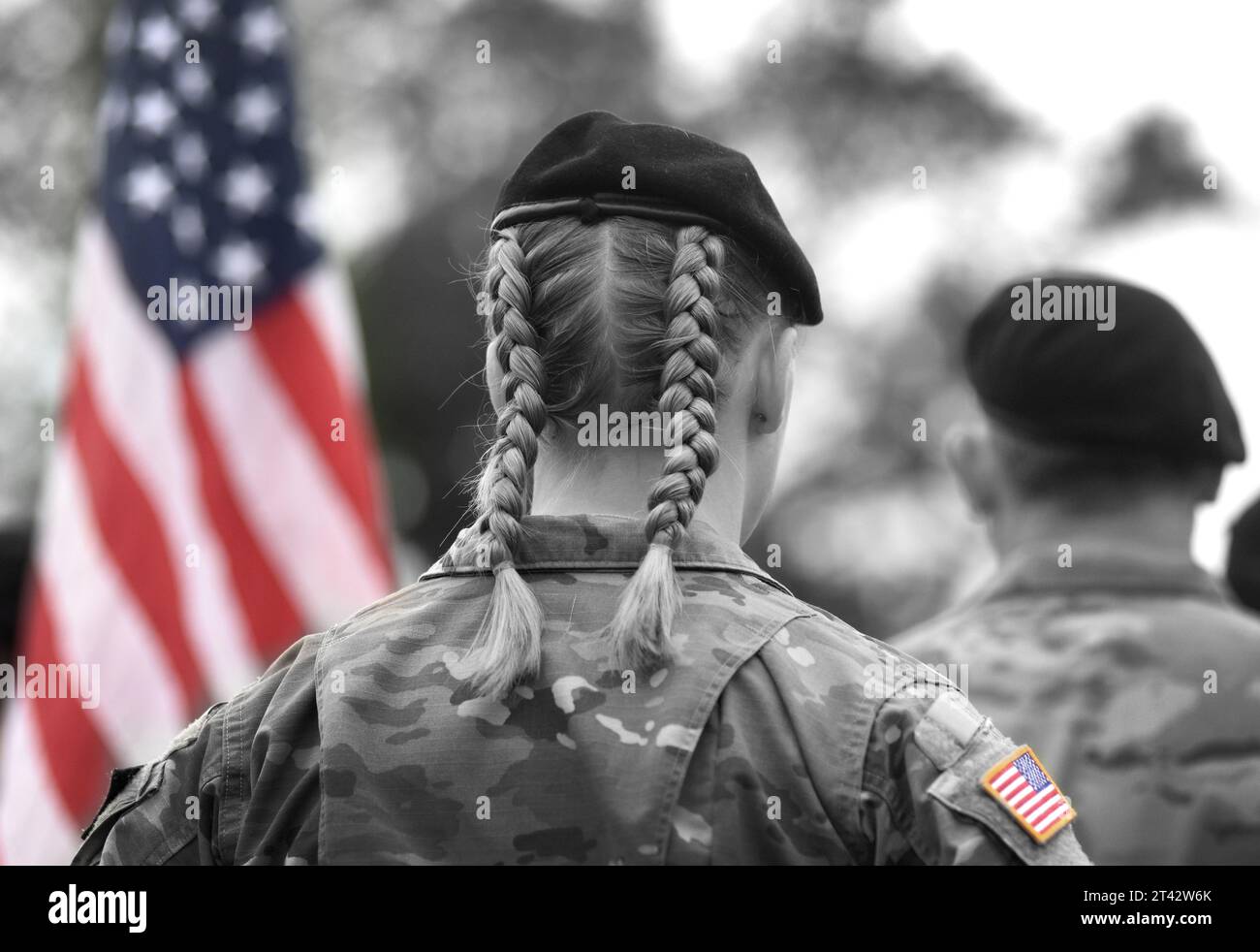 Women in the US Army. Military forces of the United States of America. Memorial day. Veterans Day. Stock Photo