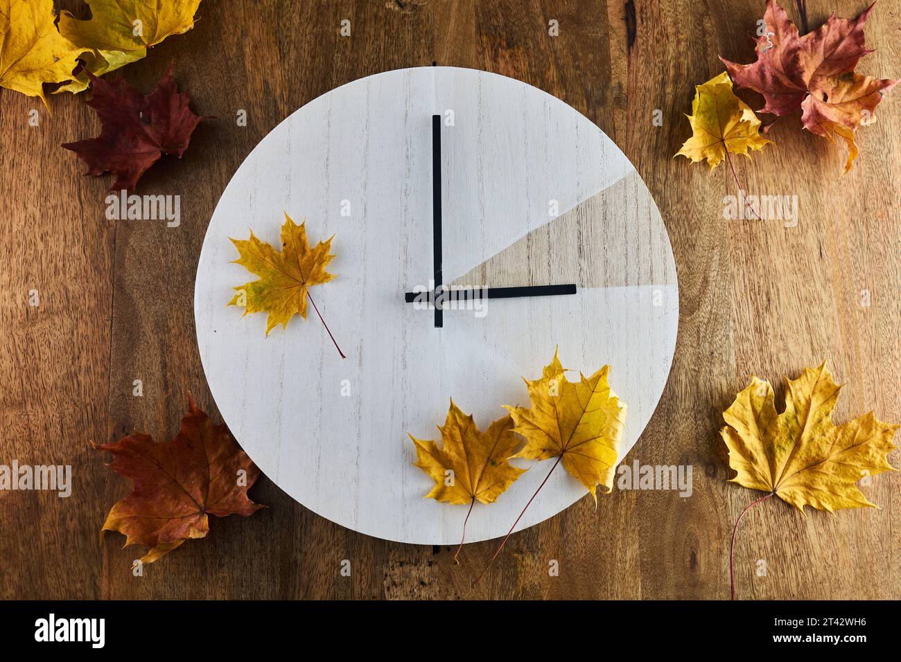 Daylight saving time. Fall Back time. Clock change back one hour Stock