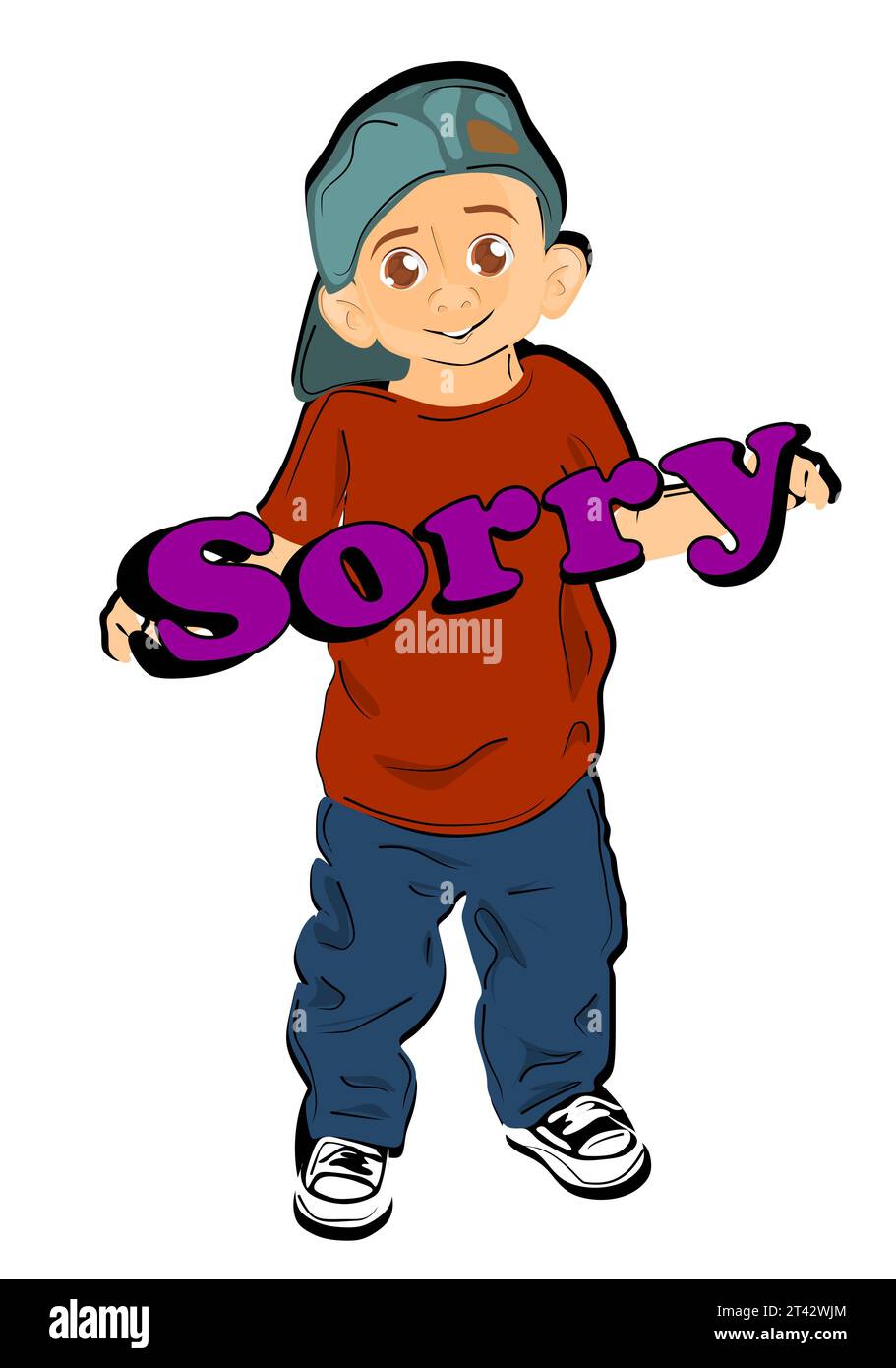 boy say = i am sorry Stock Photo