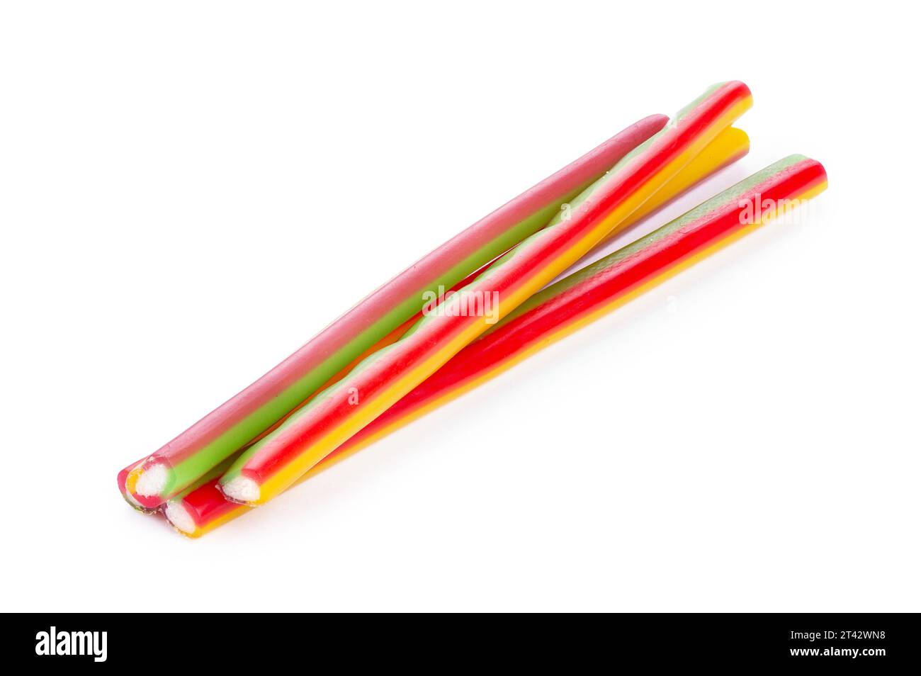 Licorice Candy. Sweet gummy sticks with different flavor, isolated on