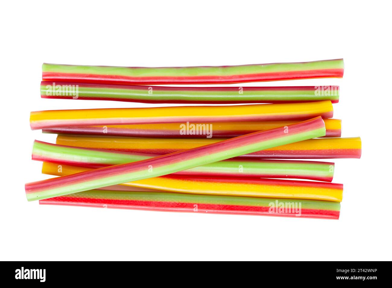 Licorice Candy. Sweet gummy sticks with different flavor, isolated on