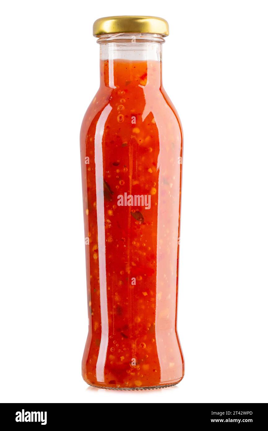 Bottle of tomato sauce isolated on white isolated background. File ...