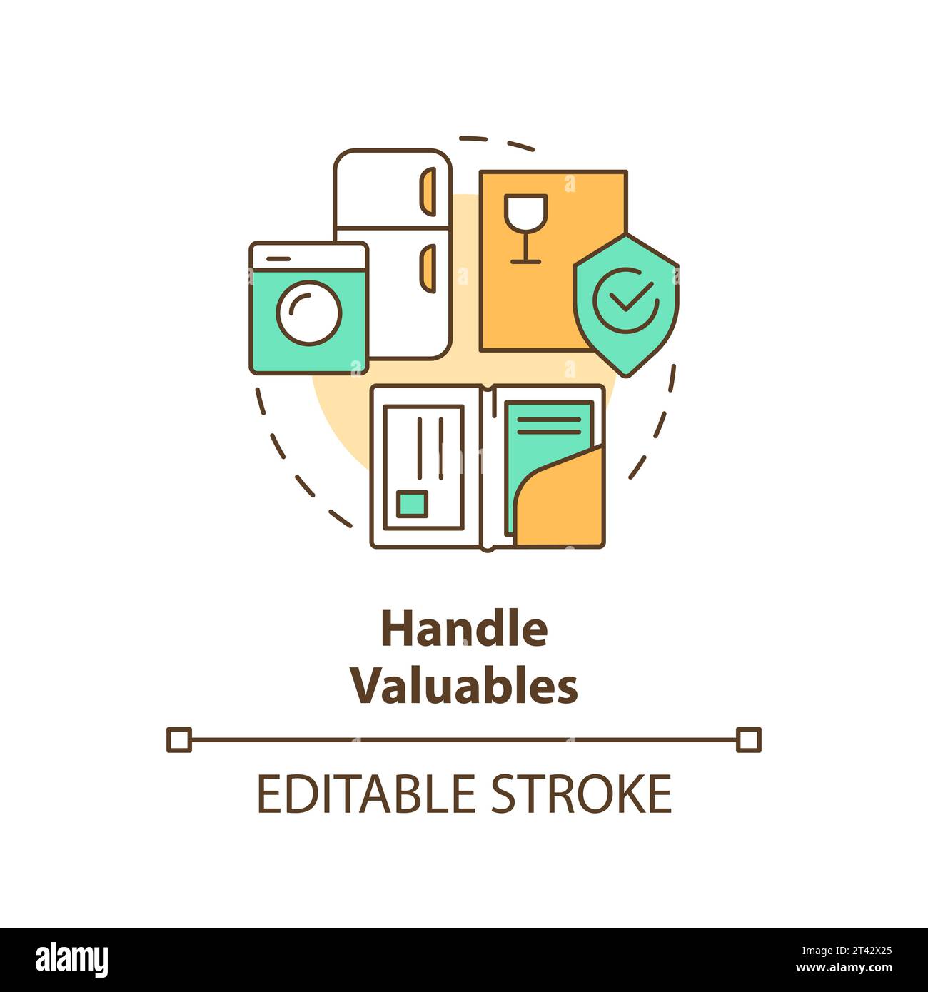 2D simple thin linear colorful handle valuables icon Stock Vector